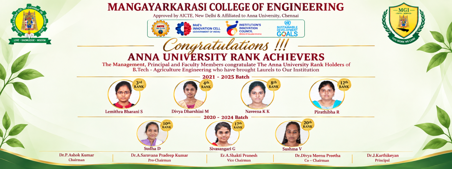AGRI University Rank Holder